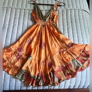Orange Patterned Sleeveless Dress